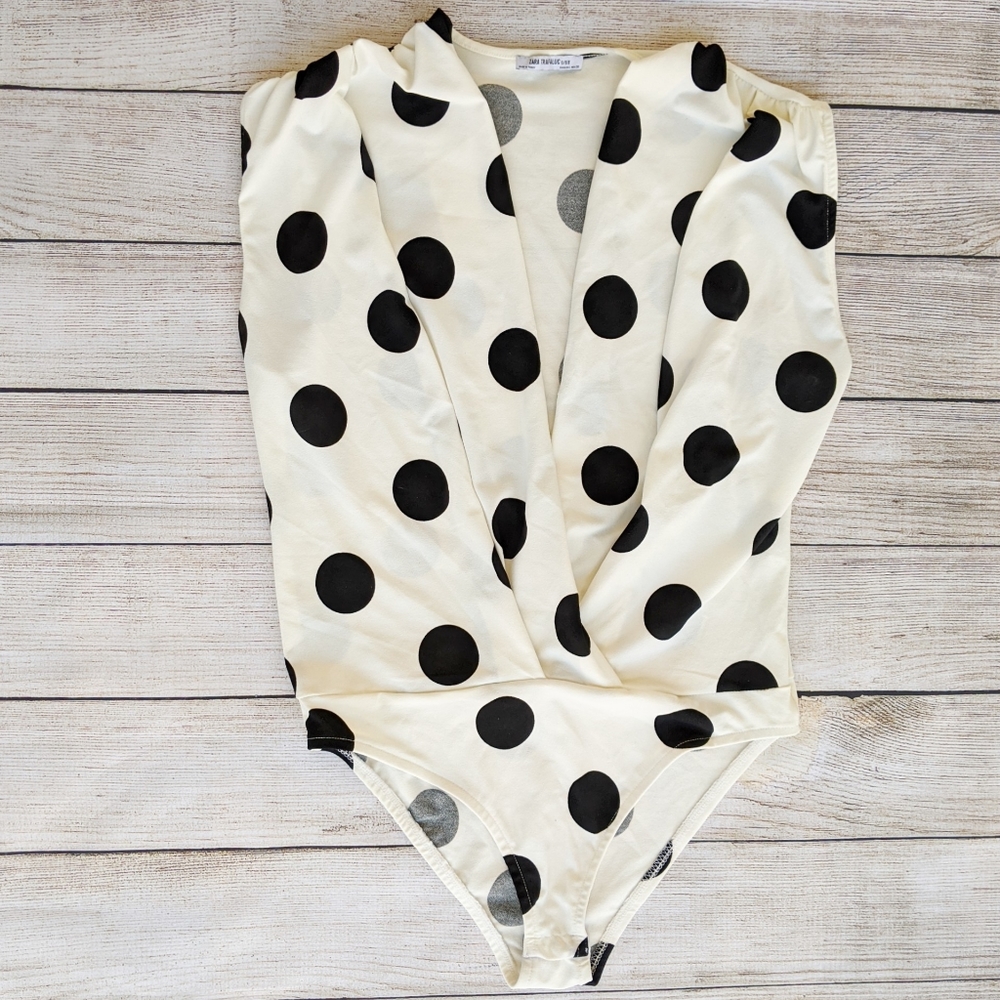 Zara Polka Dot Ivory and Black Body Suit